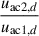 Mathematical equation: $ \frac{u_{\mathrm{ac}2,d}}{u_{\mathrm{ac}1,d}} $