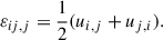 Mathematical equation: $$ \begin{aligned} \varepsilon _{ij,j} =\frac{1}{2}(u_{i,j} +u_{j,i}). \end{aligned} $$