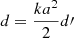 Mathematical equation: $ d = \frac{k a^2}{2} d\prime $