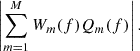 Mathematical equation: $$ \begin{aligned} \left|\sum _{m=1}^{\MakeUppercase {m}}\MakeUppercase {w}_{m}(f)\MakeUppercase {q}_{m}(f) \right|. \end{aligned} $$