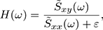 Mathematical equation: $$ \begin{aligned} H(\omega ) = \frac{\tilde{S}_{xy}(\omega )}{\tilde{S}_{xx}(\omega ) + \varepsilon }, \end{aligned} $$