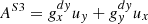 Mathematical equation: $ A^{S3}=g_{x}^{dy}u_y+g_{y}^{dy}u_x $