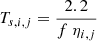 Mathematical equation: $$ \begin{aligned} T_{s,i,j}=\frac{2.2}{f~\eta _{i,j}} \end{aligned} $$