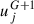 Mathematical equation: $ u_{{j}}^{{G}+1} $