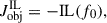 Mathematical equation: $$ \begin{aligned} {J}_{\mathrm{obj} }^{\mathrm{IL} } = -\mathrm{IL} (f_0), \end{aligned} $$