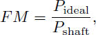 Mathematical equation: $$ \begin{aligned} FM = \frac{P_{\mathrm{ideal} }}{P_{\mathrm{shaft} }}, \end{aligned} $$