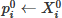 Mathematical equation: $ p_i^0 \leftarrow X_i^0 $